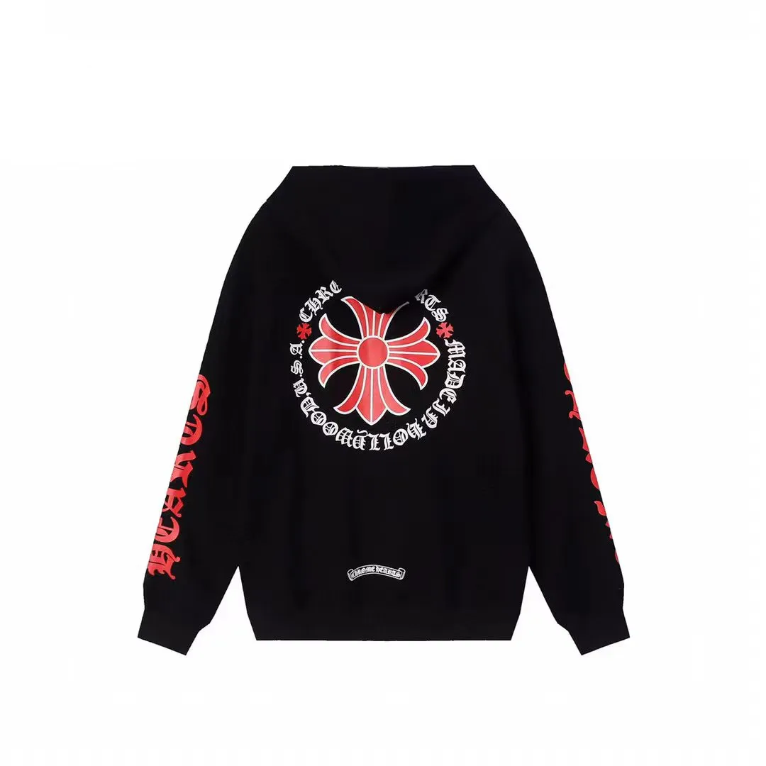 M35—P210 -Chrome Hearts/Chrome Hearts printed sweatshirt cardigan jacket -420 grams of high-density, high-quality wool, soft, delicate and skin-friendly, soft and silky to the touch, warm and skin-friendly -The hardware zipper accessories are all customized and full of details -Colour: black white -Size: S M L XL